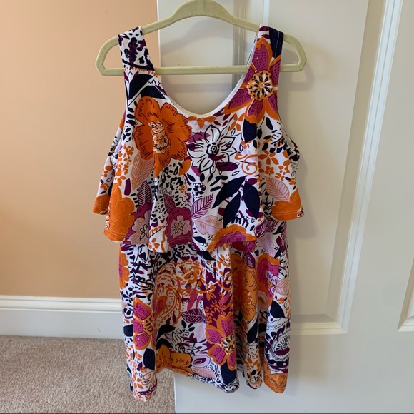 Gymboree Floral Peplum Tank Dress Orange Pink Size 6 - Picture 2 of 2